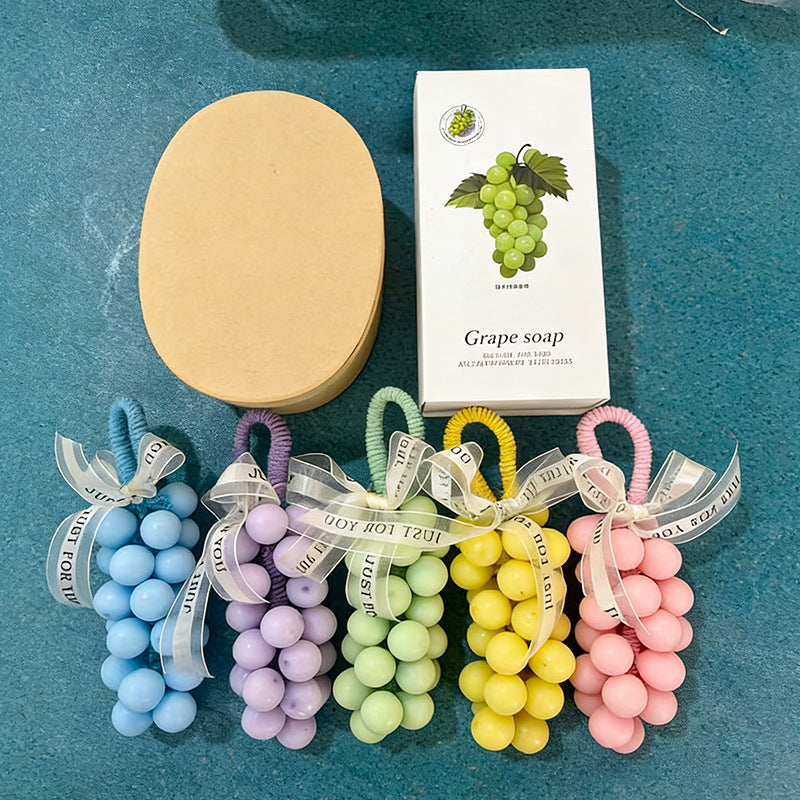 Handmade Grape Cluster Soap Gift Set – Natural Scented Soap Bars, Macaron Color Essential Oil Soap for Hand Washing, Aromatherapy Soap Hanging Decor, Birthday Wedding Favor Gift for Women