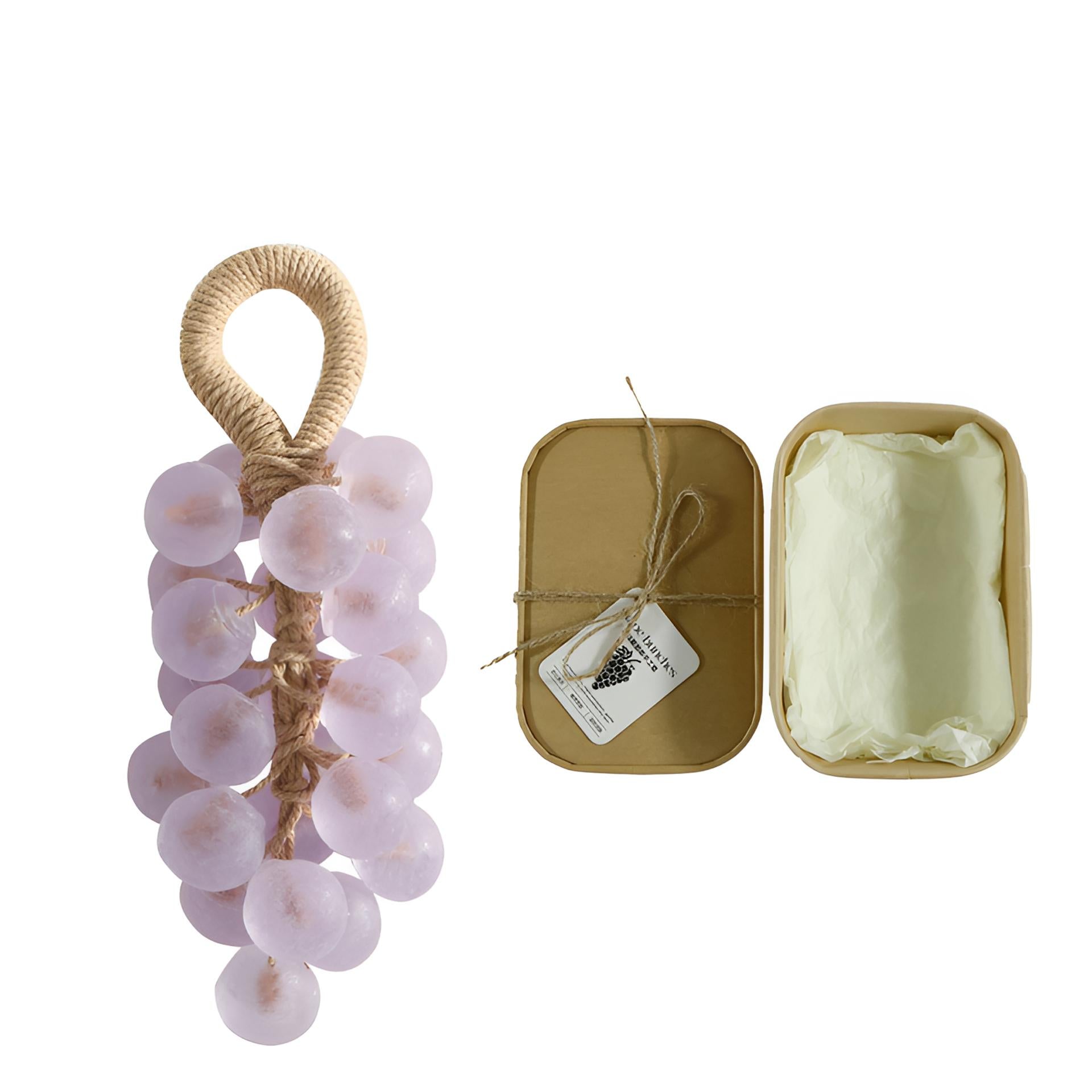 Handmade Grape Cluster Soap Gift Set – Natural Scented Soap Bars, Macaron Color Essential Oil Soap for Hand Washing, Aromatherapy Soap Hanging Decor, Birthday Wedding Favor Gift for Women